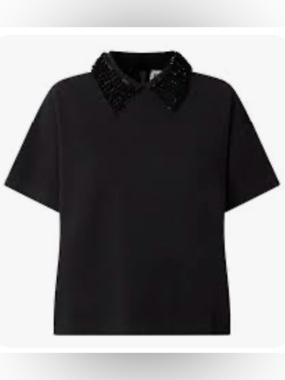 Essentiel Antwerp Filano Sequin-Collar Top Relaxed Fit Back Zipper Flaw